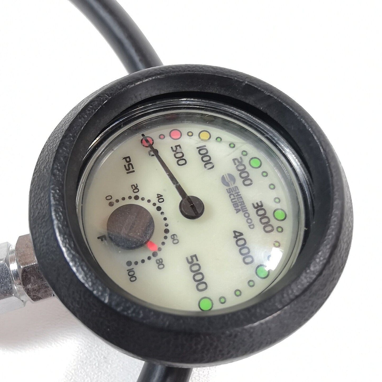 Sherwood 5000 PSI SPG Pressure Gauge w Boot Console & Thermometer Scuba Dive