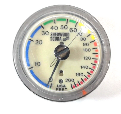 Sherwood 200ft Depth Gauge Puck Module Scuba Dive + Max Depth Gauge Genesis