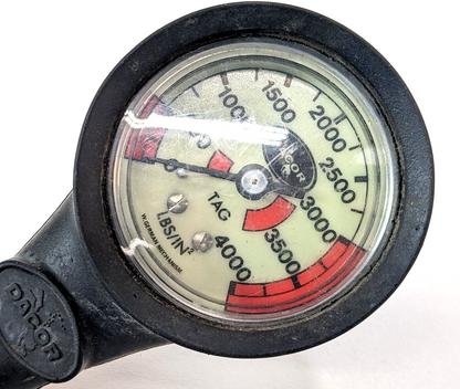 Dacor 4000 PSI SPG Pressure Gauge with Boot Console Scuba Dive      #2792