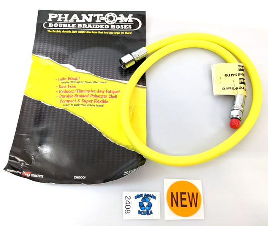 Phantom Double Braided Octo Octopus Scuba 32in Hose Dive Diving Yellow Regulator