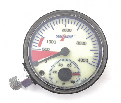 SeaQuest 4,000 PSI Scuba Dive Pressure Gauge SPG 4000 Sea Quest with thermometer