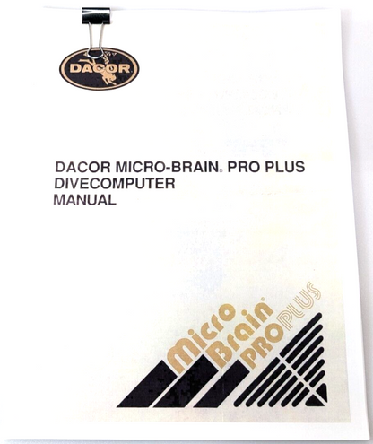 Dacor Micro Brain Pro Plus Scuba Dive Computer Instruction Manual Printed