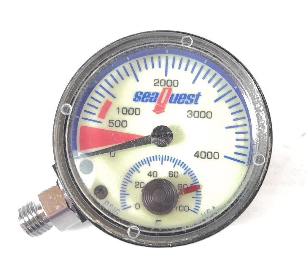 SeaQuest 4,000 PSI Scuba Dive Pressure Gauge SPG 4000 Sea Quest with thermometer