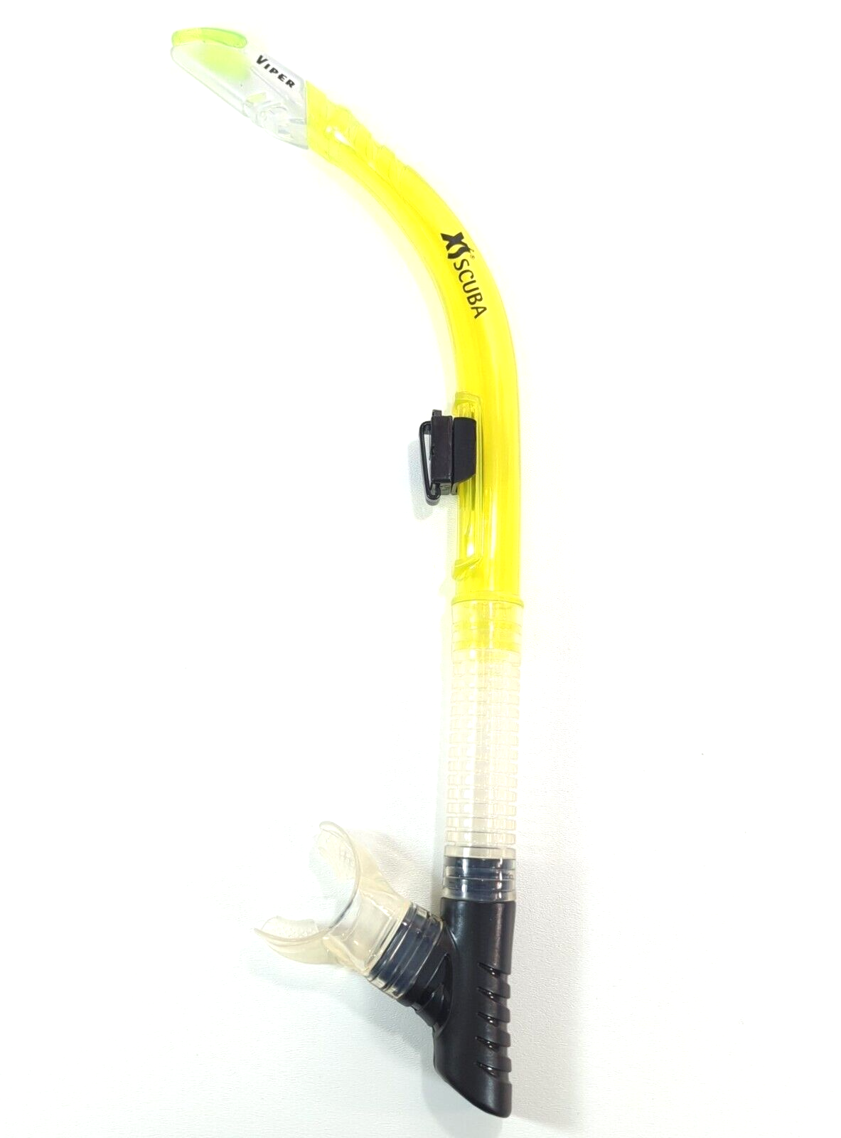 NEW XS Scuba Viper Dry Snorkel Dual Purge System Adult Diving Neon Yellow Clear