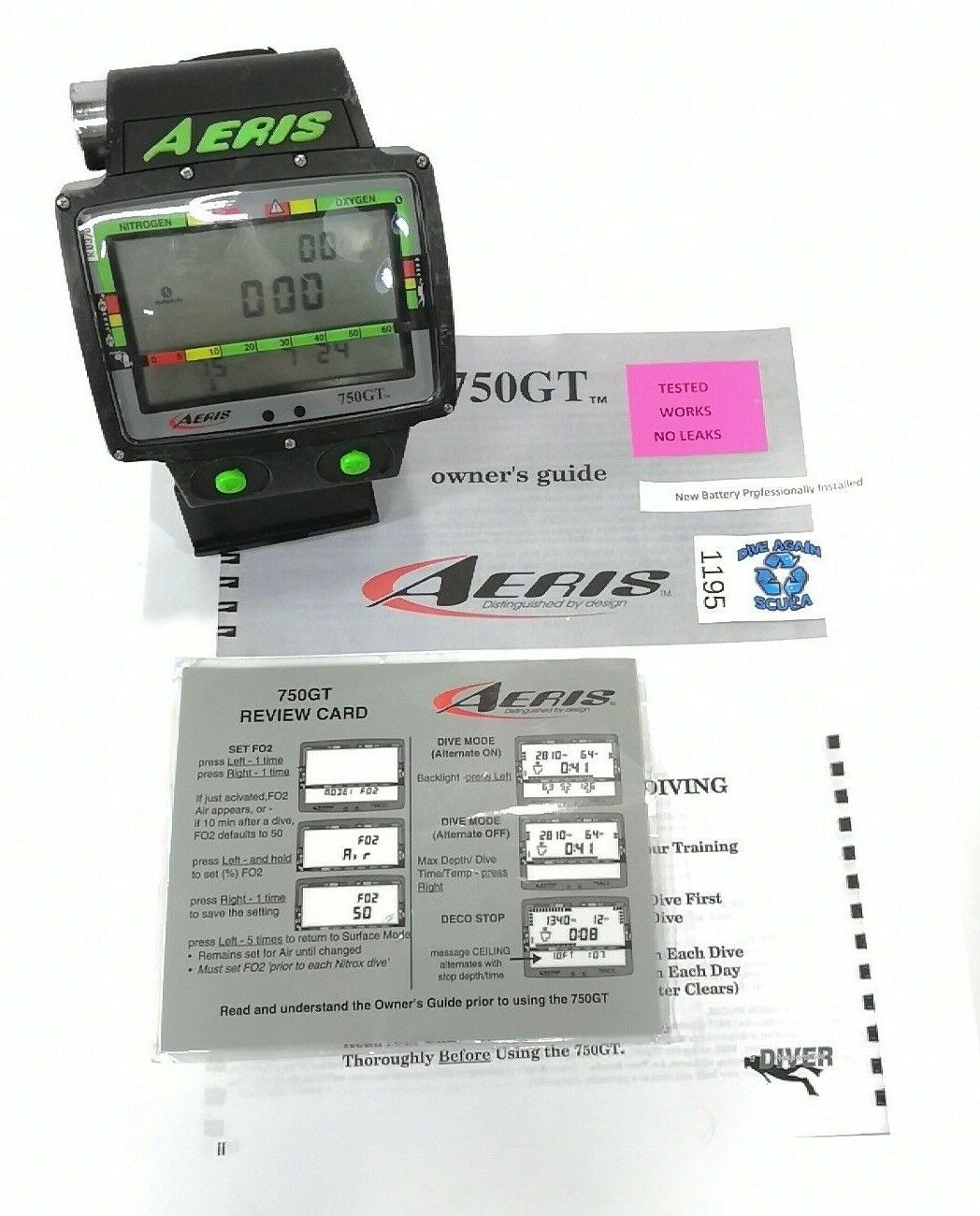 Aeris 750GT Wireless Hoseless Wrist Nitrox Scuba Dive Computer 750 GT Data Trans