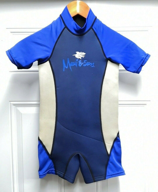 Maui and Sons Kids 3mm Teal Shorty Size Large LG L Scuba Dive WetSuit Youth Blue