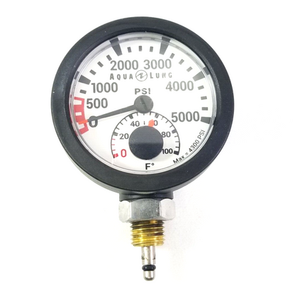 Aqua Lung 5000 PSI SPG Pressure Gauge + Thermometer Scuba Dive (Oceanic Swiv