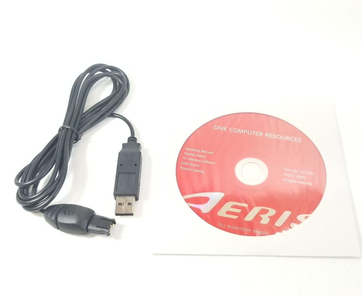 Aeris Dive Computer Data Download Cable USB + Drivers Atmos ai, Elite, T3, XR2