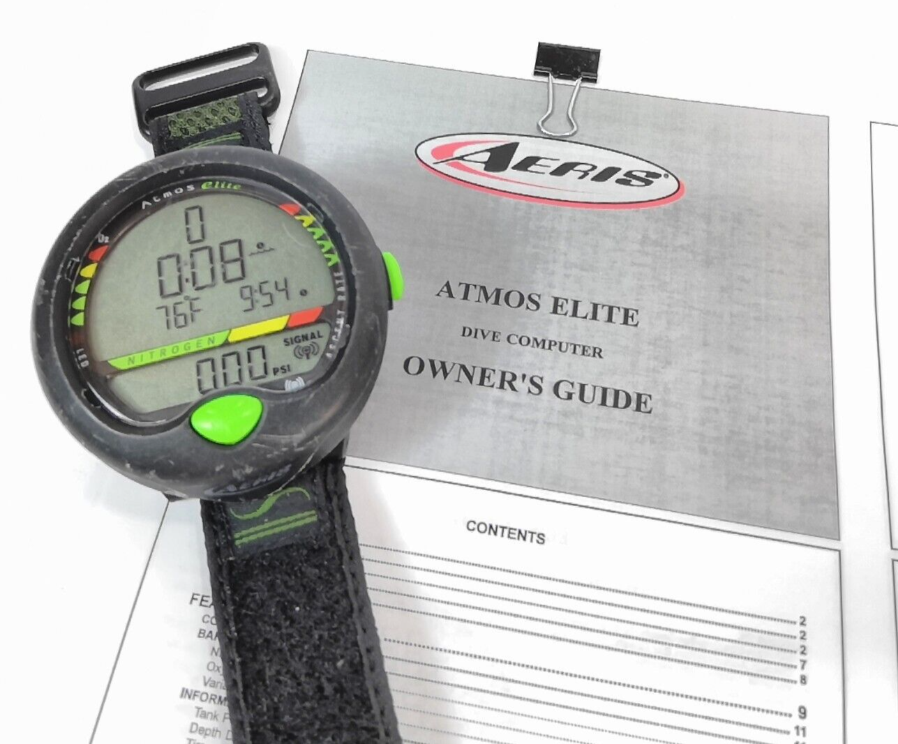 Aeris Atmos Elite Wrist Wireless Hoseless Nitrox Scuba Dive Computer       #1884