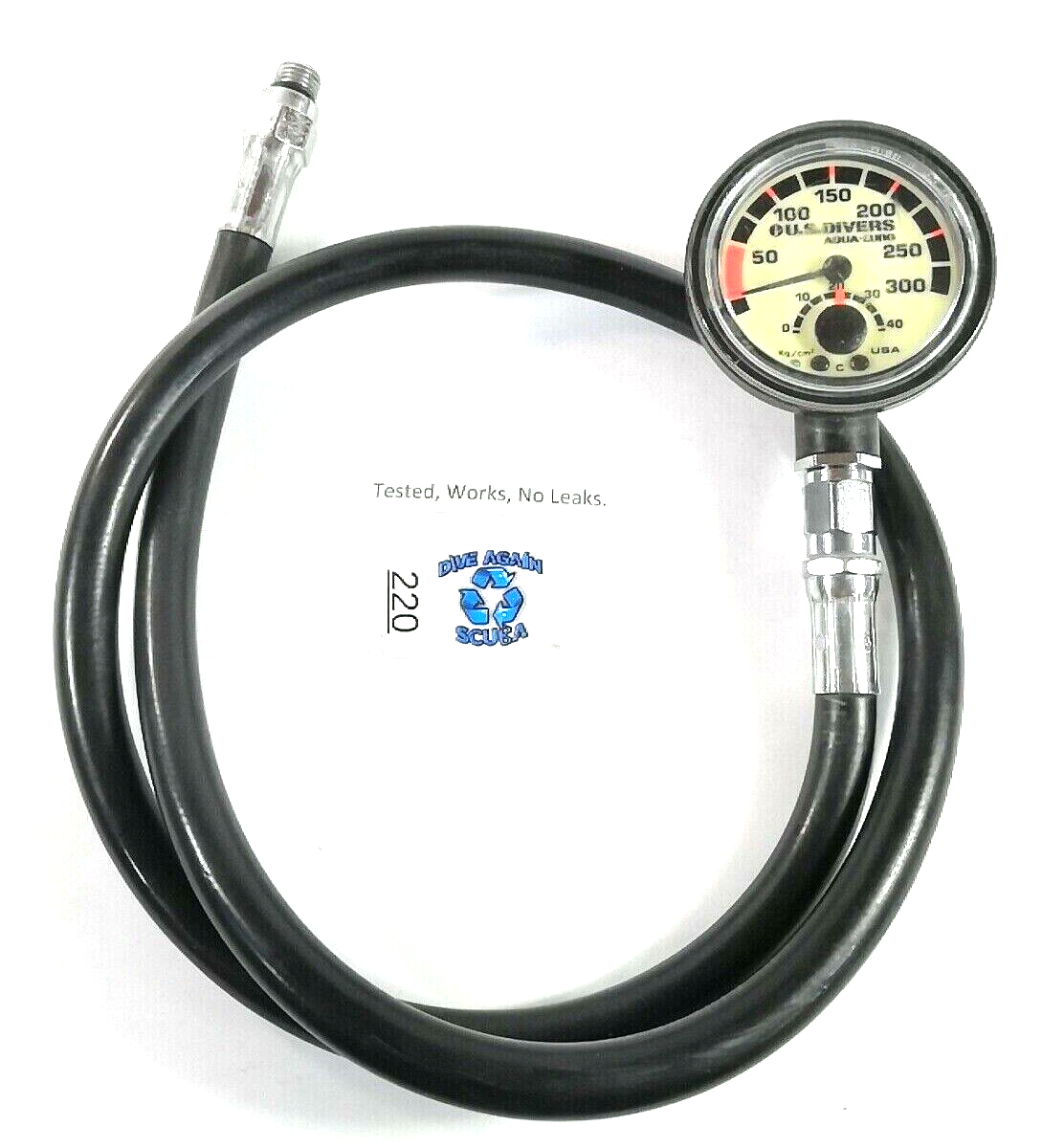 Aqua Lung US Divers 300 Bar Metric SPG Submersible Pressure Gauge Scuba Dive 220