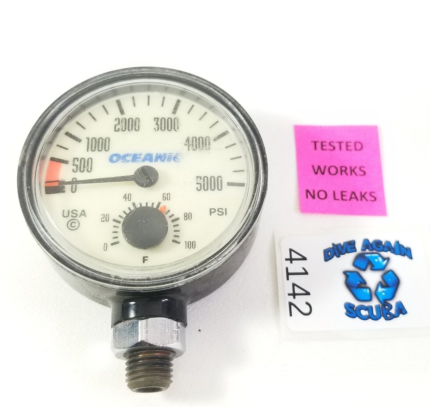 Oceanic 5000 PSI SPG Submersible Pressure Gauge + Thermometer 5,000 Scuba  #4142