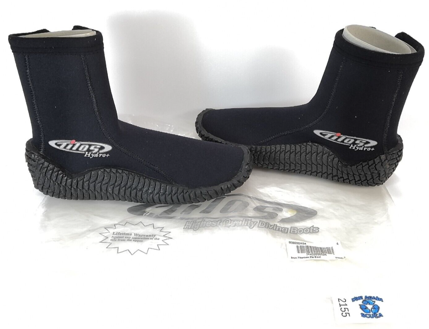 Tilos Titanium Hydro+ Zipper Neoprene Booties Boots 3mm SIZE 4 Brand New