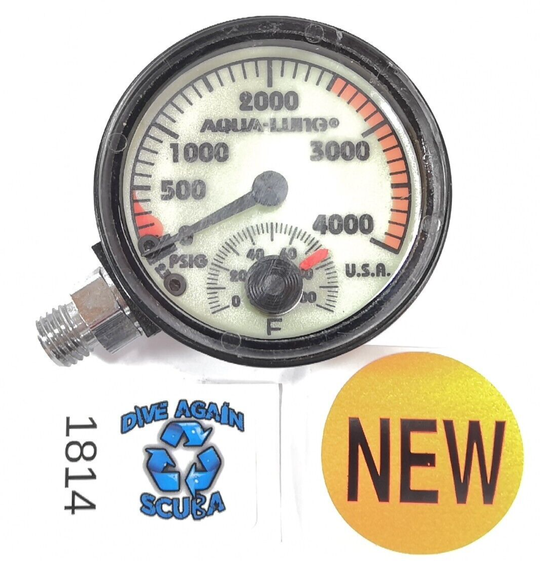 Aqua Lung 4000 PSI SPG Submersible Pressure Gauge 4,000 Scuba Dive w Thermometer