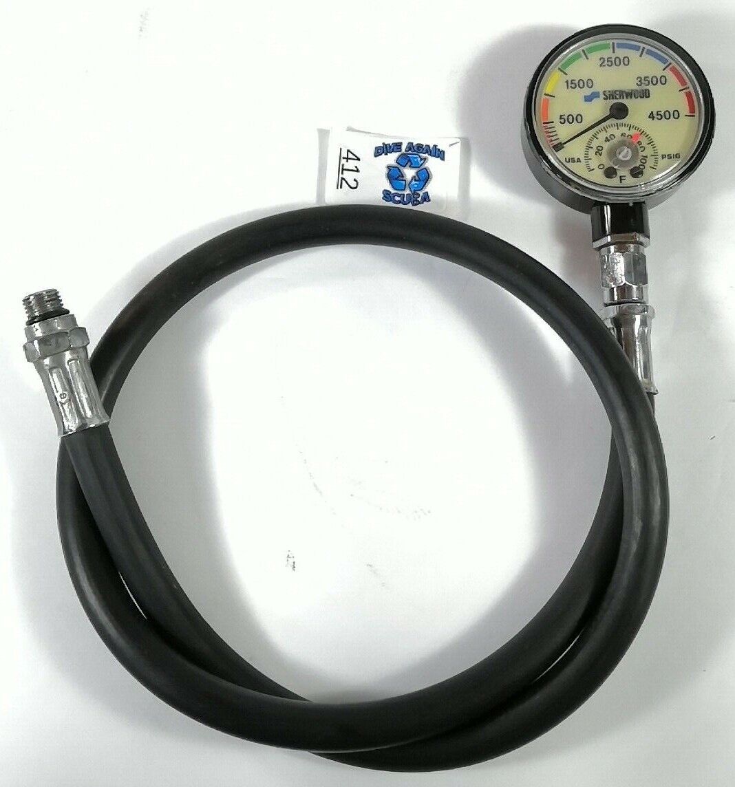 Sherwood 4500 PSI SPG Submersible Scuba Pressure Gauge w Thermometer        #412