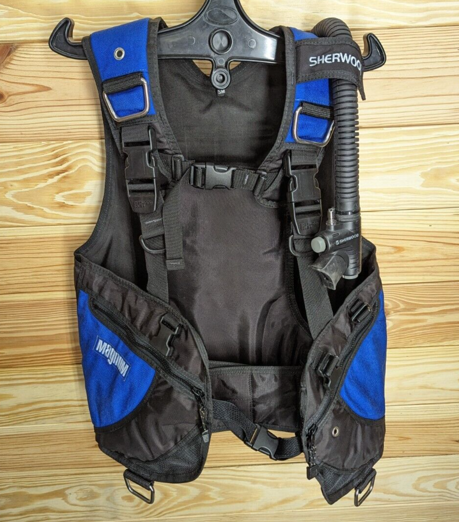 Sherwood Magnum Scuba Dive BC BCD Small Blue Black Buoyancy Compensator Vest