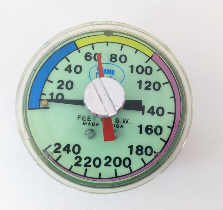 Sierra Scuba 250ft Depth Gauge Puck Module Dive + Max Depth Gauge MINT Vintage