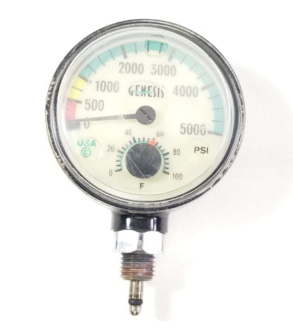 Genesis Sherwood 5000 PSI SPG Submersible Scuba Pressure Gauge w Thermometer