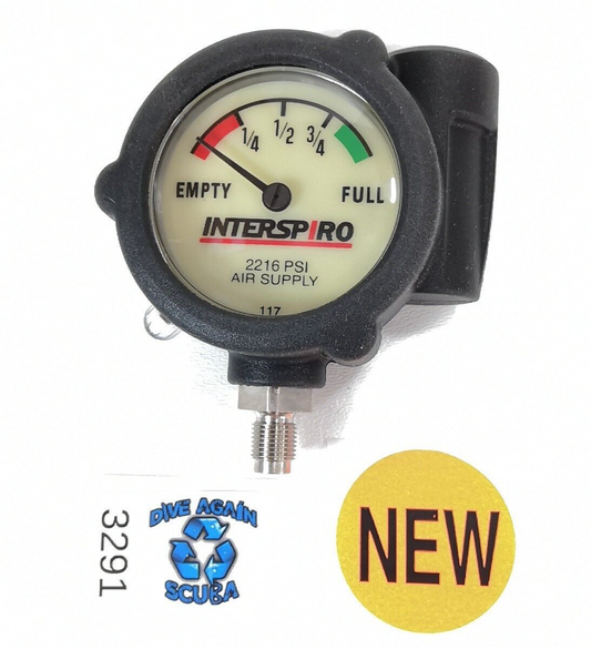 Interspiro SCBA Resipirator 117 Pressure Gauge Visual Alarm Light 2216 PSIG 3291