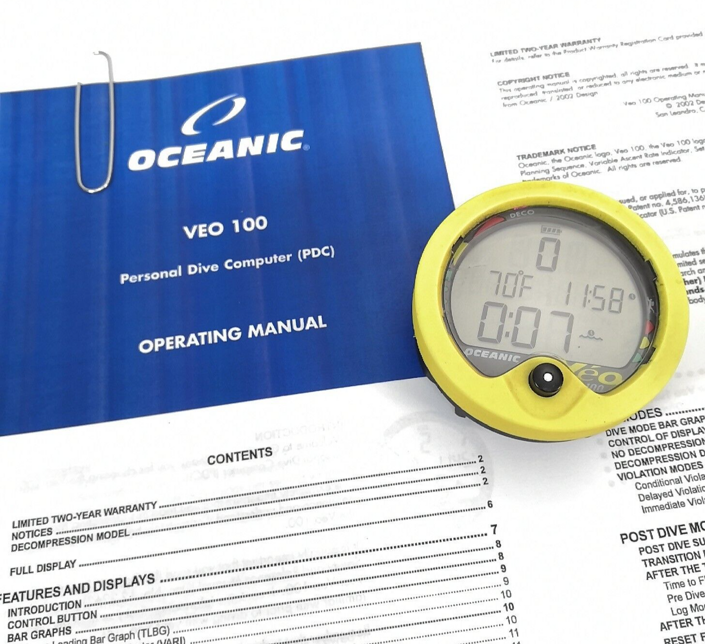 Oceanic Veo 100 Scuba Dive Computer Puck Module Diving Veo100  Diving     #3177