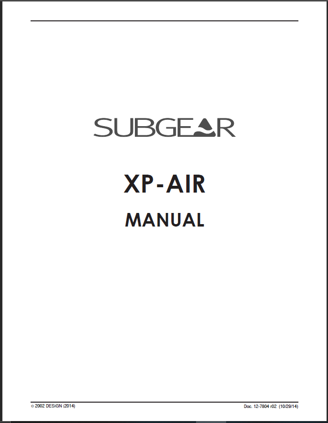 Sub gear / Scubapro XP Air 54 Page Scuba Dive Computer Printed Manual XPA, XPAir