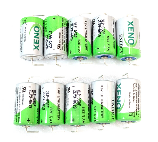 10x XENO XLP-050F BATTERY 1/2 AA 3.6V LITHIUM + Axial Pins ER14250, LS14250