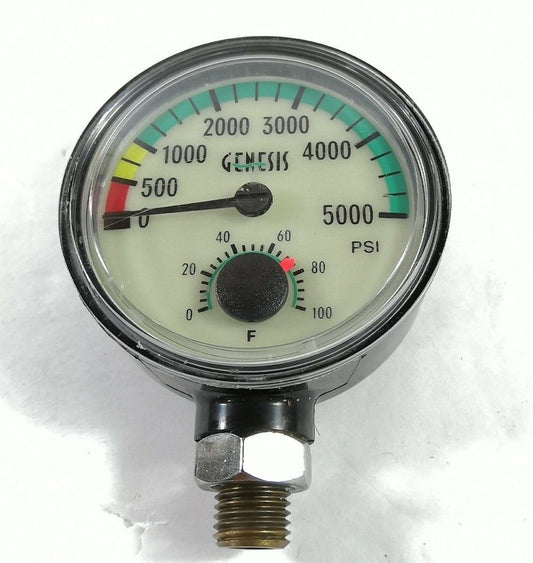 Genesis Sherwood 5000 PSI SPG Submersible Scuba Pressure Gauge w Thermometer