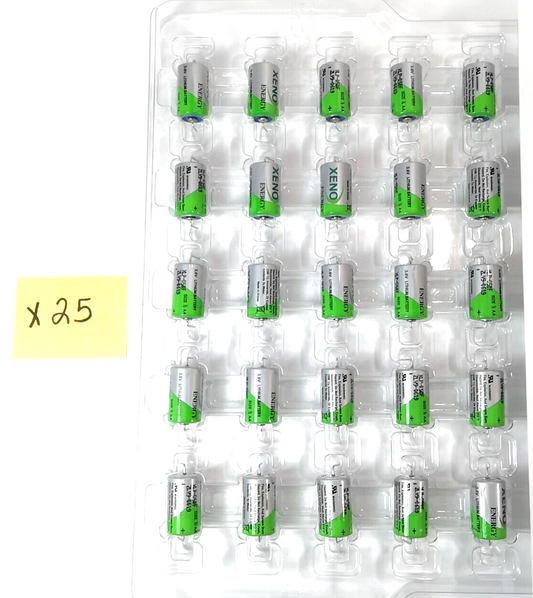 25x XENO XLP-050F BATTERY 1/2 AA 3.6V LITHIUM + Axial Pins ER14250, LS14250