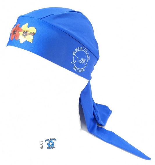 ScubaDoRag Dive Hood Hair Cover Womens Scuba Do Rag DoRag Blue Flower