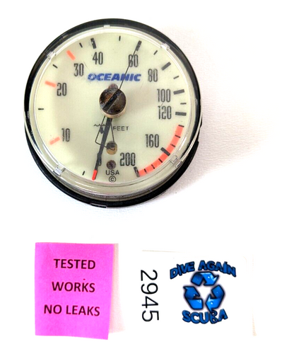 Oceanic 200ft Depth Gauge Puck Module Scuba Dive + Max Depth Gauge         #2945