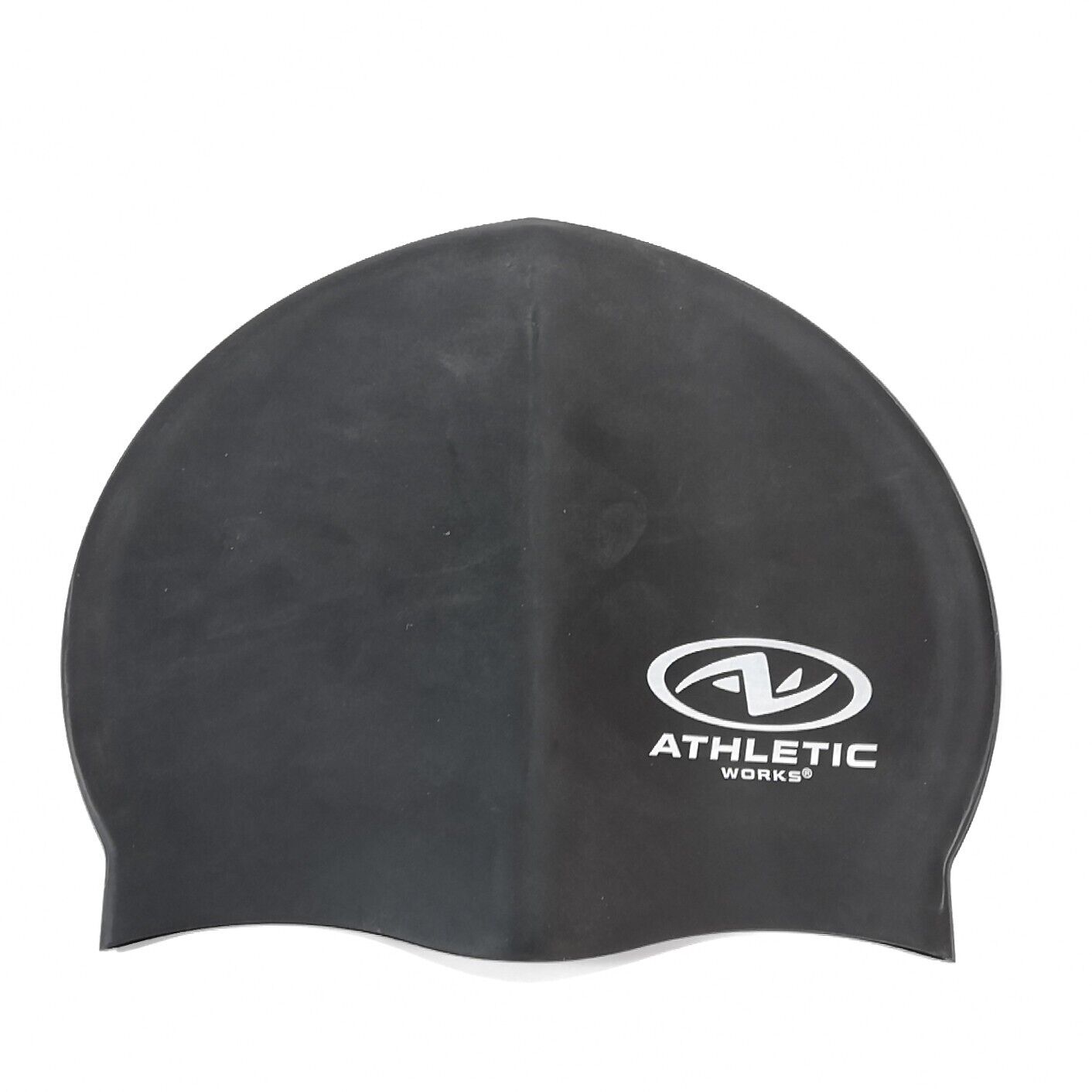 Athletic Works Adult Size Solid Black 100% Silicone Swim Cap New