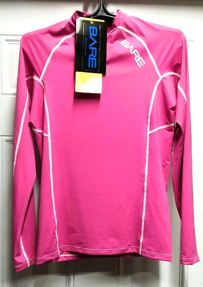 BARE Sun Rash Guard Long Sleeve Women's Pink Medium MD M Scuba Dive Surf Snorkel