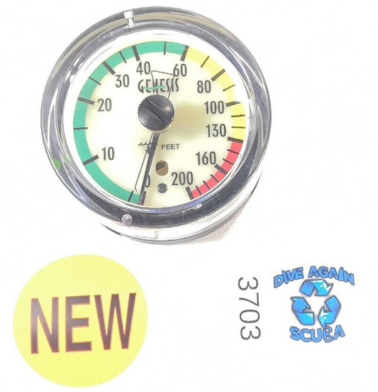 Genesis 200ft Depth Gauge Puck Module Scuba Dive + Max Depth Gauge Sherwood 3703