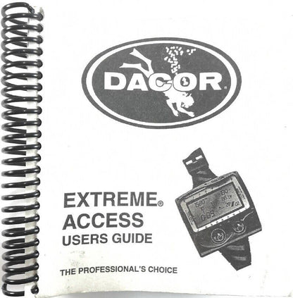 Dacor Extreme Access Scuba Dive Computer Printed Manual