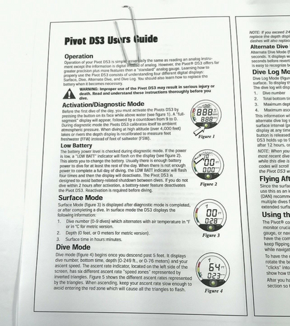 Printed Manual Aqua Lung US Divers Pivot DS3 Bottom Timer Scuba Dive Computer