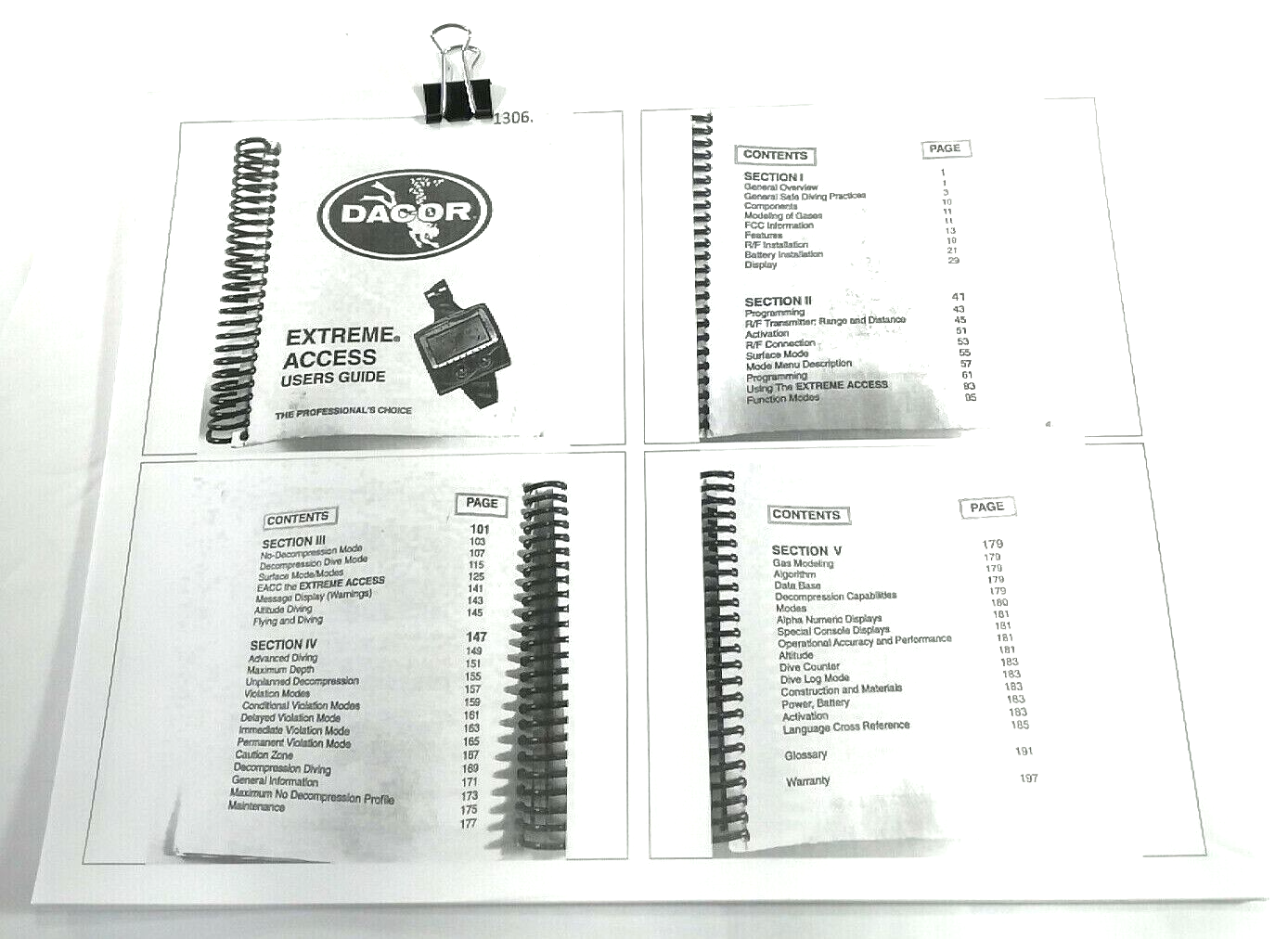 Dacor Extreme Access Scuba Dive Computer Printed Manual