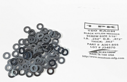 100 x Seastrom Black Nylon Washers for 3/16" Screws & fasteners  Part # A361-855