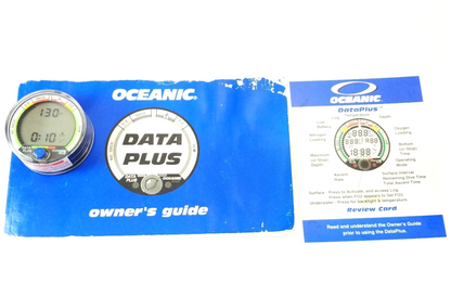 Oceanic Data Plus Air & Nitrox Puck Scuba Dive Computer + Manual, Reference Card